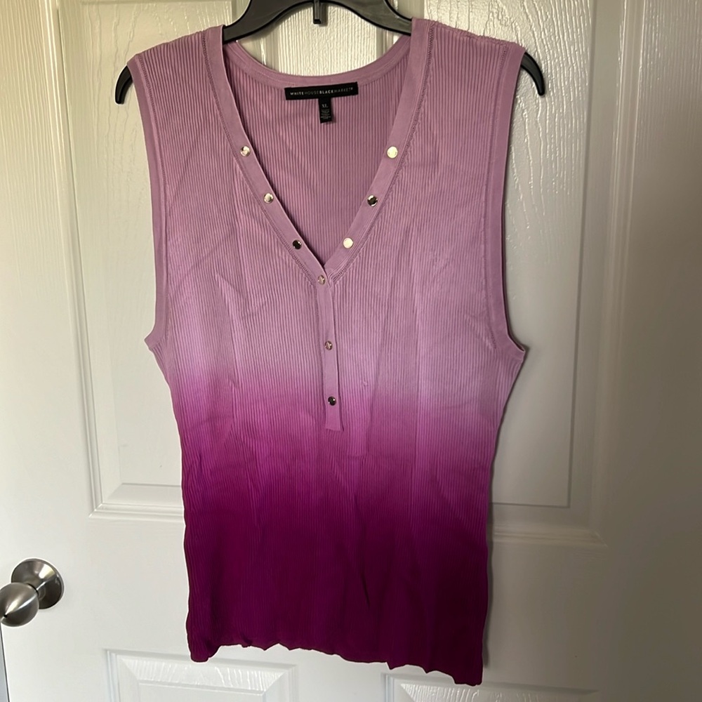 White House Black Market Pink and Purple Fitted Tank Top
